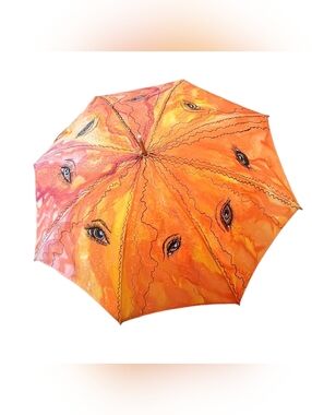 Handpainted signed Silk Parasol Umbrella One of a kind "EYES"